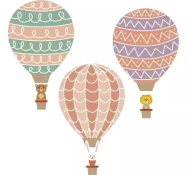 Sticker Illustration Animaux dans des montgolfières - TenStickers