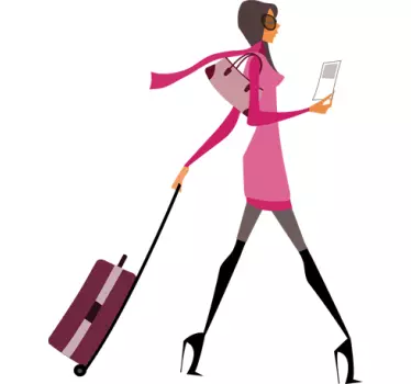 Sticker mural femme valise - TenStickers