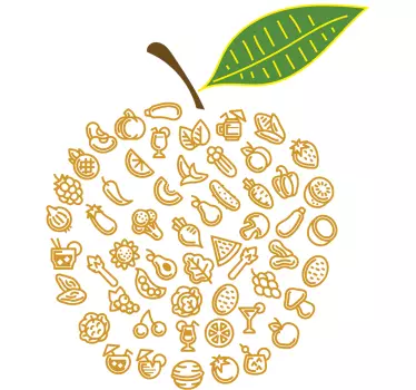 Sticker mural pomme faite de nourriture - TenStickers