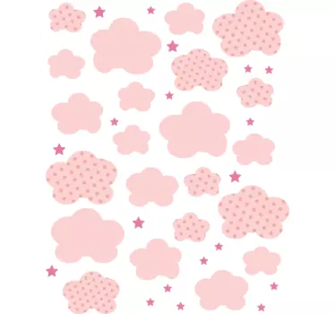 Pack de 41 Sticker nuages roses pour bébés - TenStickers
