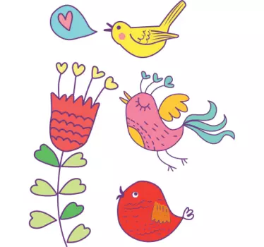 Sticker oiseaux et fleur - TenStickers