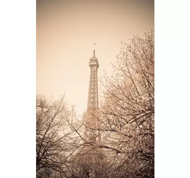 Sticker Paris photo sépia Tour Eiffel et arbres - TenStickers