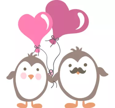 Sticker pingouins amour coeur - TenStickers