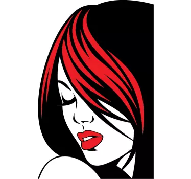 Sticker portrait femme cheveux rouges - TenStickers