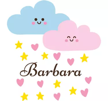 Sticker prénom personnalisable nuages - TenStickers