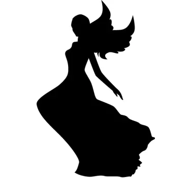 Sticker silhouette fée robe - TenStickers