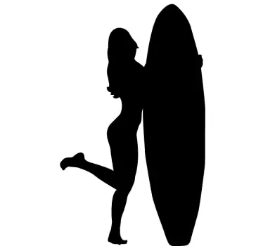 Sticker surf silhouette planche et femme - TenStickers
