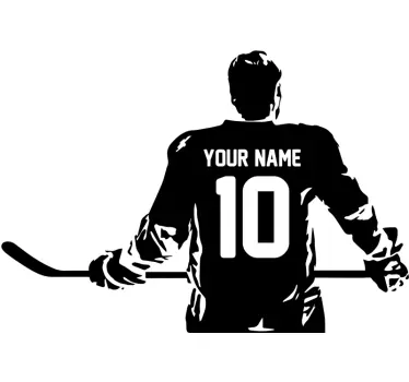 Sticker Maison Joueur hockey personnalisable - TenStickers