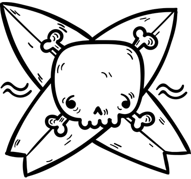 Sticker surf crâne - TenStickers