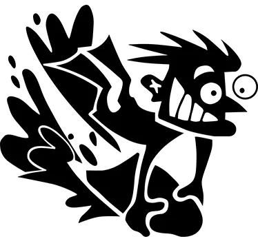 Sticker surf personnage fou - TenStickers