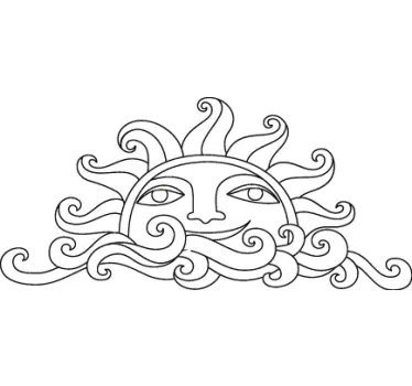 Sticker tête soleil en or - TenStickers