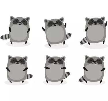 Stickers raton laveur multiple - TenStickers