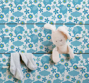 Sticker Pour Meuble Petits Éléphants Bleus - TenStickers