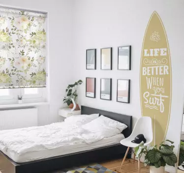 Sticker surf planche avec texte - TenStickers