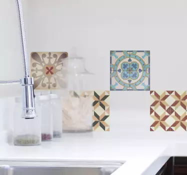 Motifs hydrauliques adhésifs pour carrelage mural - TenStickers