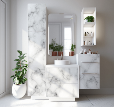 Adhésif meuble effet marbre blanc - TenStickers