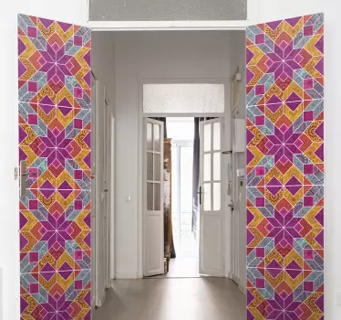 Sticker porte mosaïque paisley - TenStickers
