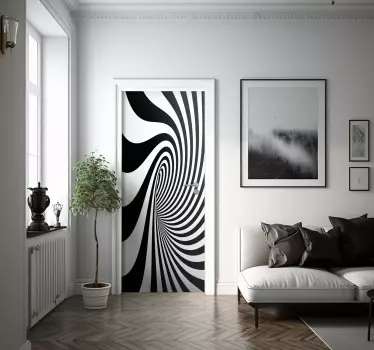Sticker Porte à effet visuel noir et blanc - TenStickers