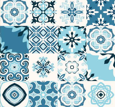 Adhésif meuble carreaux bleus - TenStickers