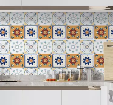 Sticker Maison Carreaux Multicolores - TenStickers
