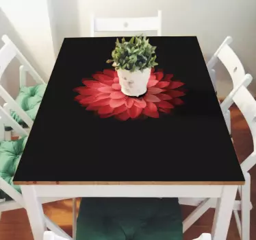 Sticker meuble Ikea table fleur rouge - TenStickers