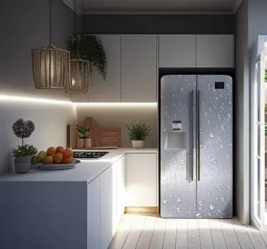 Sticker frigo texture grise avec des gouttes - TenStickers