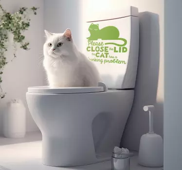 Autocollant motif chat fermez le couvercle - TenStickers