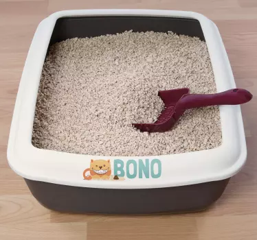 Sticker prénom chat pour boîte de litière  - TenStickers