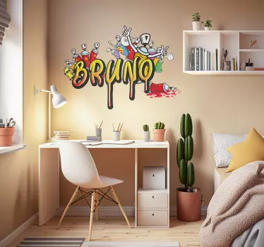 Sticker mural urbain prénom tag avec aérosols - TenStickers