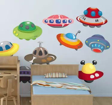 Sticker espace dessin d'ovnis - TenStickers