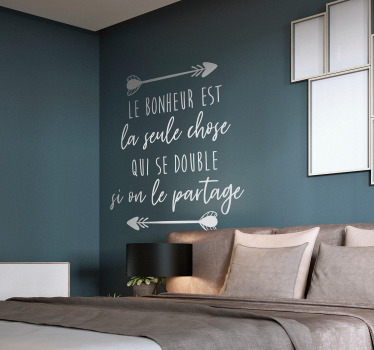 Sticker Pour Chambre Citation de partage de bonheur - TenStickers