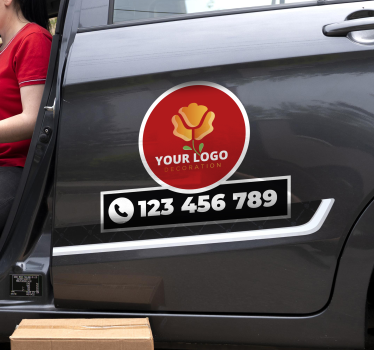 Autocollant voiture publicitaire logo et téléphone - TenStickers