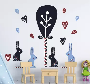 adhesif deco animaux et arbres style nordique - TenStickers