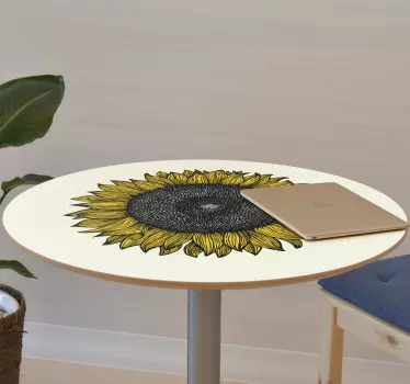 Adhésif meuble table ronde tournesol - TenStickers