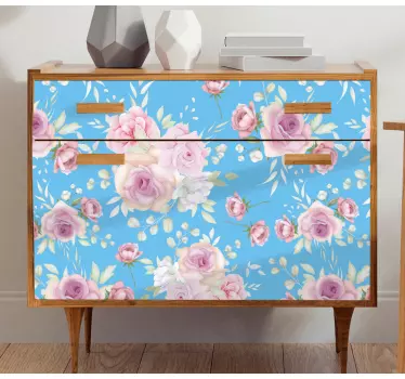 Adhésif meuble tiroirs à motifs floraux - TenStickers