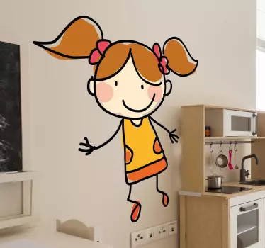 Adhésif mural fille aux couettes - TenStickers
