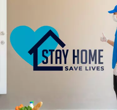 affiche autocollante personnalisée Rester à la maison corona - TenStickers