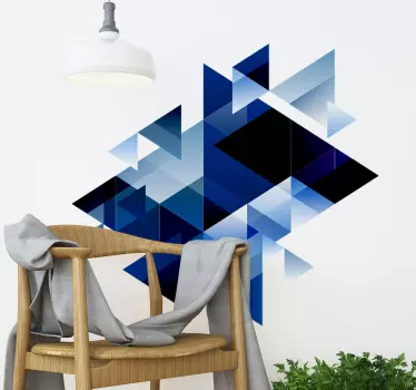 Sticker géométrique triangles tons bleus - TenStickers