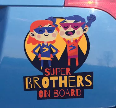 Autocollant Bébé à Bord Super frère et soeur - TenStickers