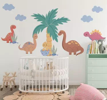 Sticker chambre enfant dinosaures mignons - TenStickers