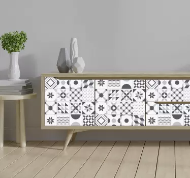 autocollant de meubles carreaux bleus vintage - TenStickers