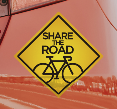 Autocollant de prudence cycliste partager la voiture de route - TenStickers