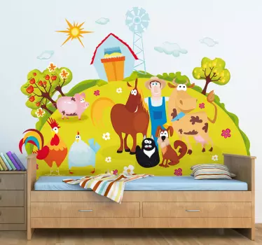 Autocollant enfant fermier heureux - TenStickers