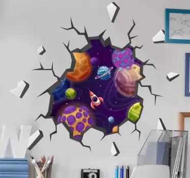 Sticker espace planètes effet 3D - TenStickers