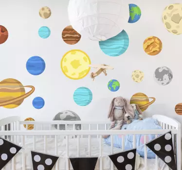Autocollant espace planètes points de couleur - TenStickers