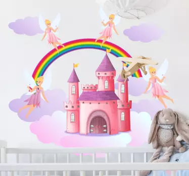 Autocollant fées et gobelins Château rose et reines des fées - TenStickers