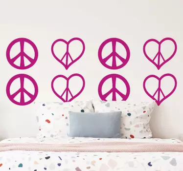 Autocollant Forme Coeurs de signe de paix - TenStickers