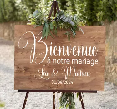 Sticker mariage bienvenue personnalisable prénoms - TenStickers