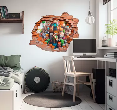 Autocollant monde jeux vidéo et mur en briques - TenStickers