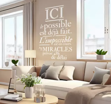 Autocollant muraux Salon motivation Les miracles - TenStickers
